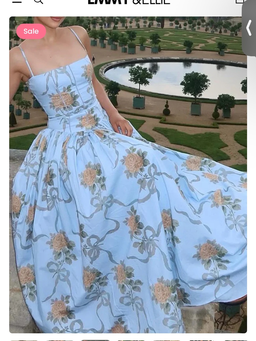 Source Unknown Light Blue Maxi Dress with Peach Floral Print